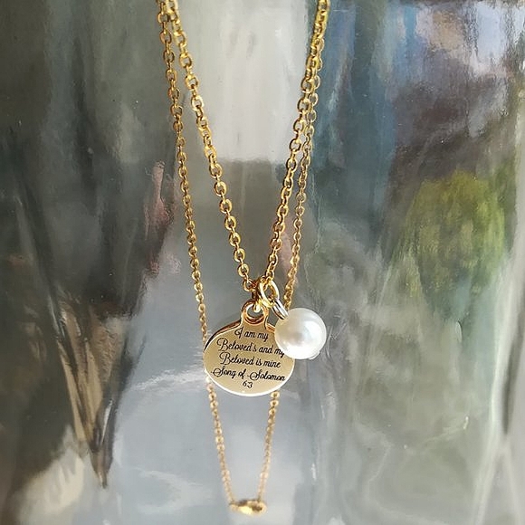 Gold Christian Bible Verse Scripture Necklace - Picture 3 of 3